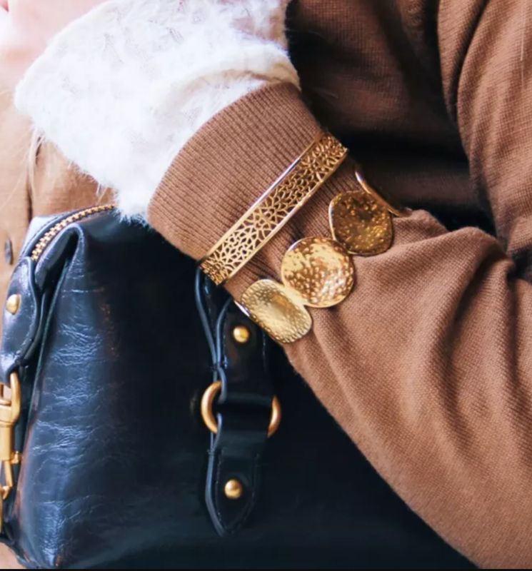 Armreif Circles & Squares geprägt Gold