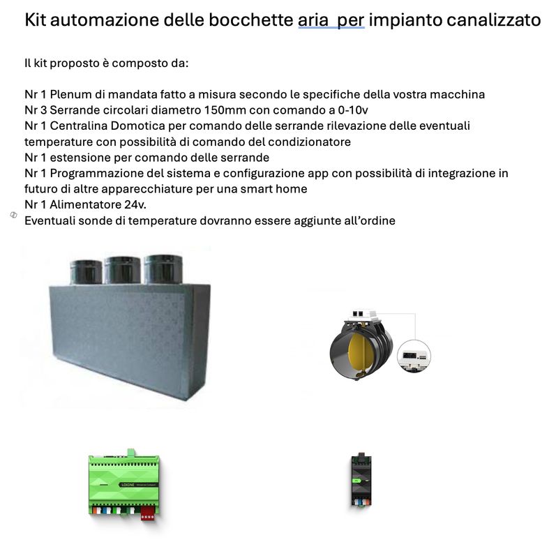 Kit 3 bocchette aria motorizzate complete di centralina Loxone