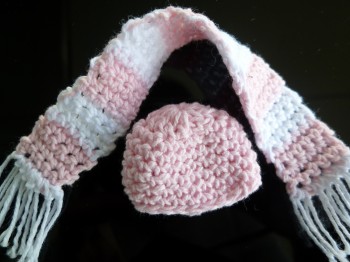 Lue og skjerf,rosa
