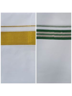 LUX 1+1 DHOTI GOLD GREEN COMBO