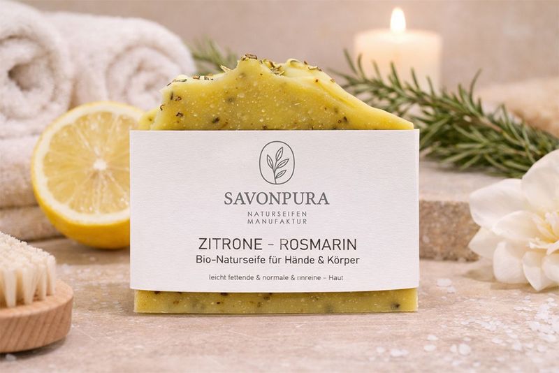 Naturseife ZITRONE - ROSMARIN für Hände & Körper