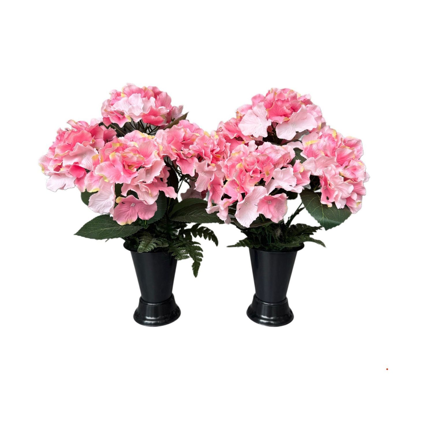 Fleurs artificielles Lot de 2 vases coniques Hortensia rose
