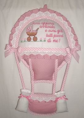 Fiocco Nascita Mongolfiera Polly B. rosa