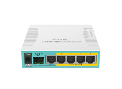 MikroTik hEX PoE - Desktop PoE Router with 5 Gb, 1 SFP and 1 USB port