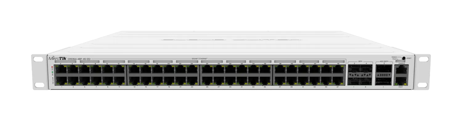 MikroTik CRS354-48P-4S+2Q+RM - 750W, 48 POE 1Gb, 4X SFP+, 2X QSFP+