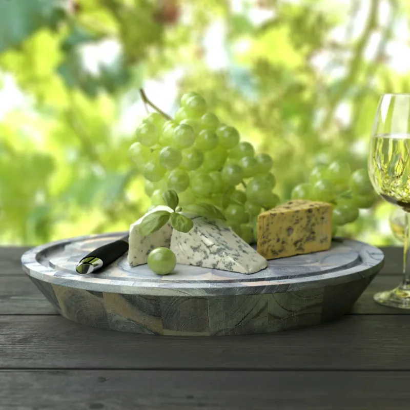 Samurai Acacia Skärbräda i Butcher Block-stil, Organisk Vit