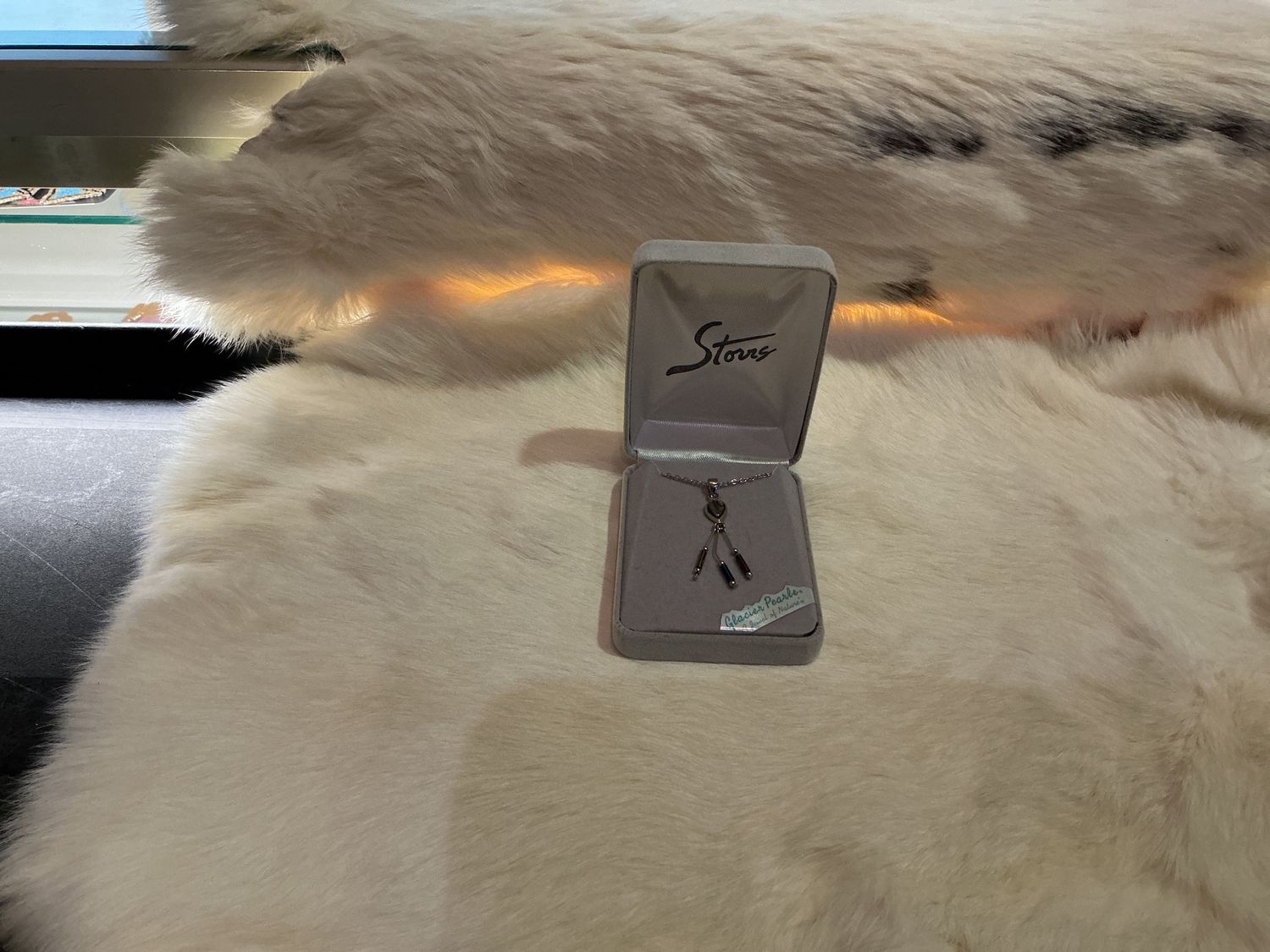 Glacier Pearl pear triple drop necklace