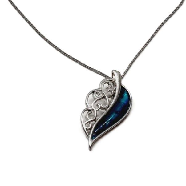 Glacier Pearl Filigree Feather Necklace