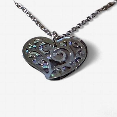 Glacier Pearl Filigree Heart Necklace