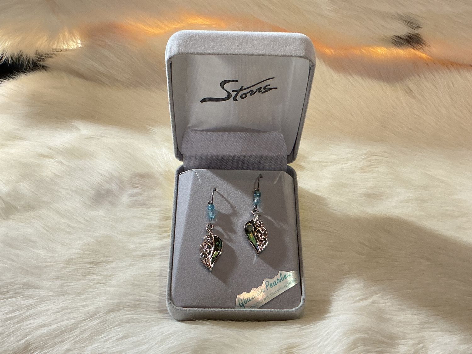 Glacier Pearle Filigree Feather Earrings