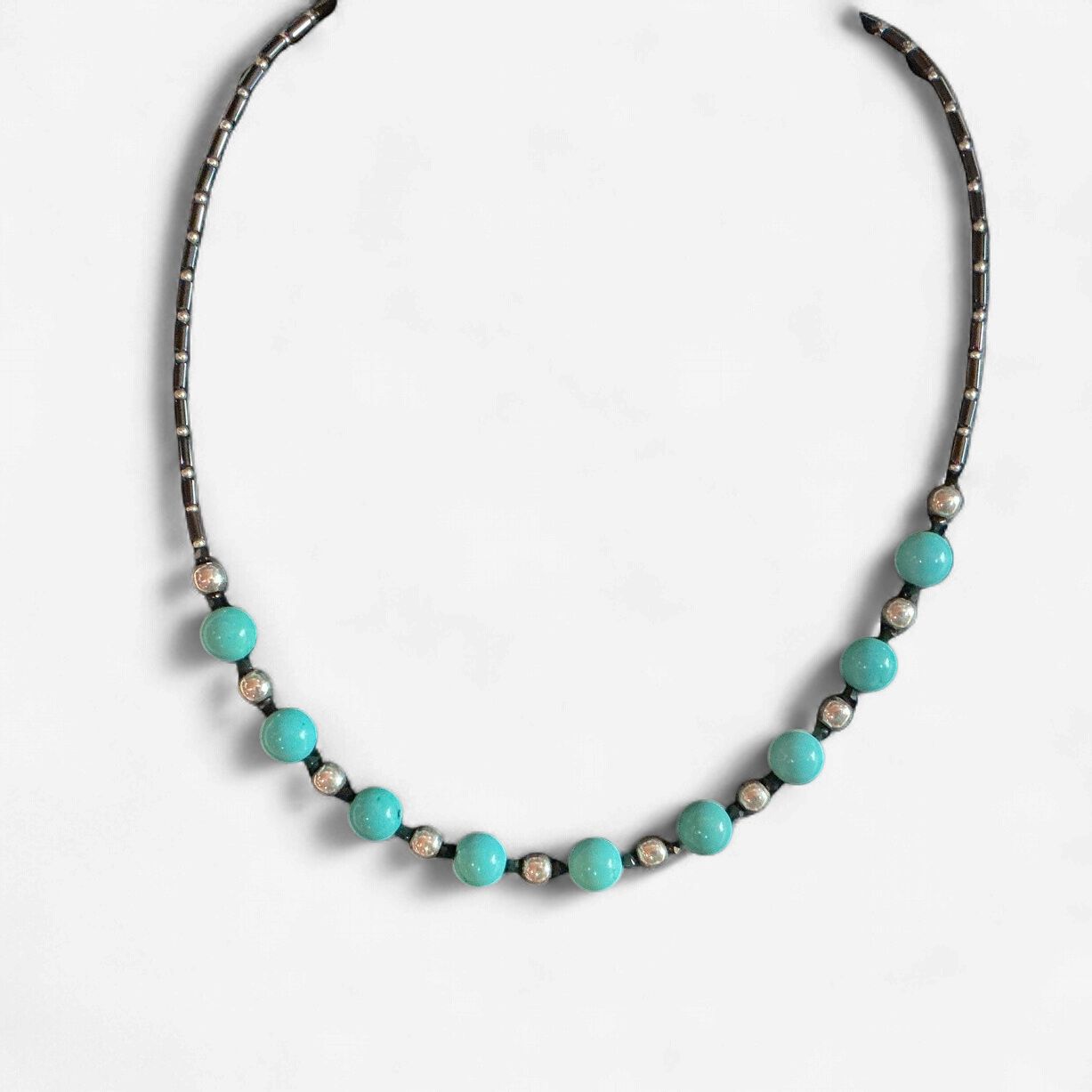 Necklace Natural Turquoise and Onyx