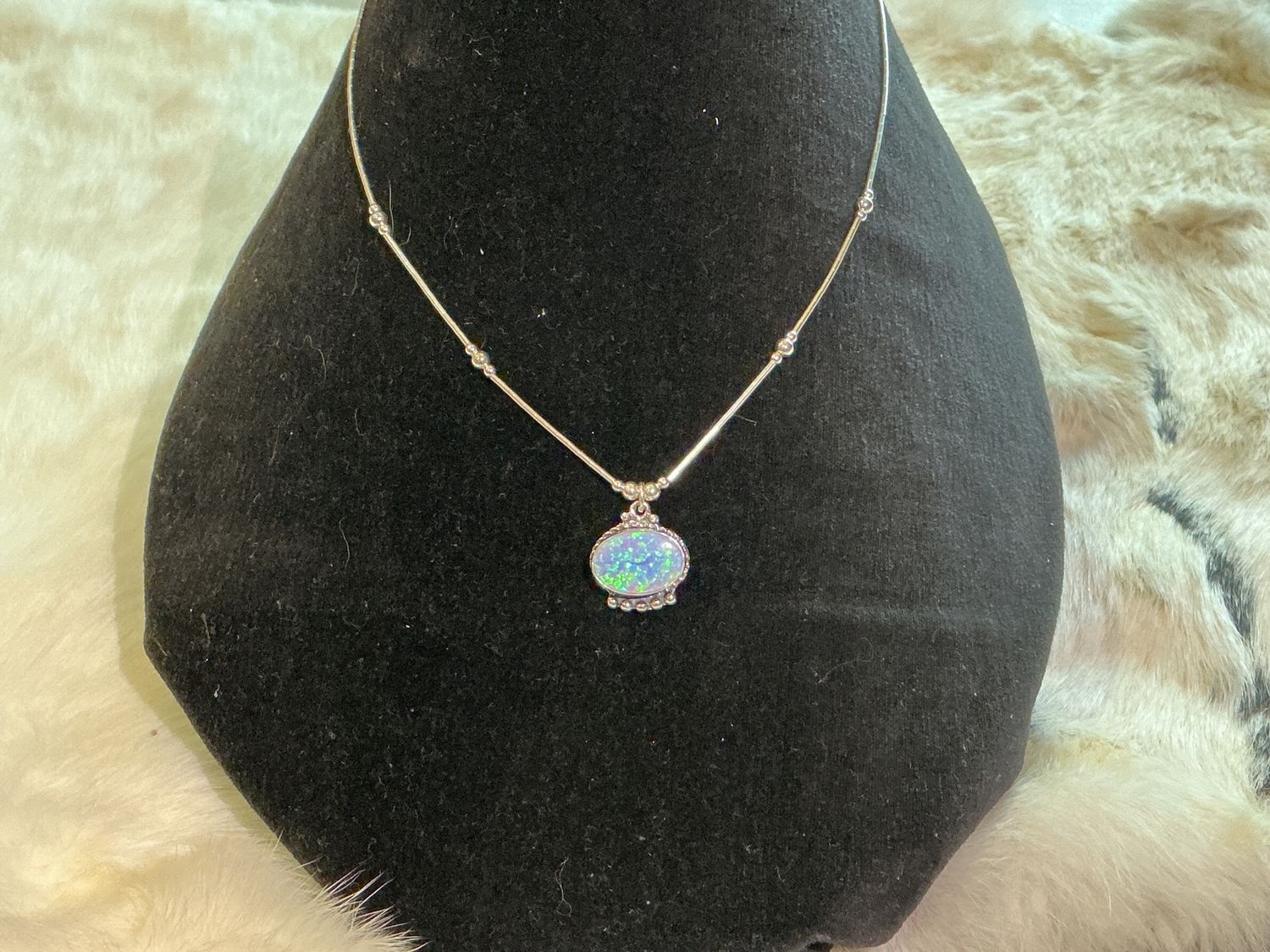 Opal necklace blue