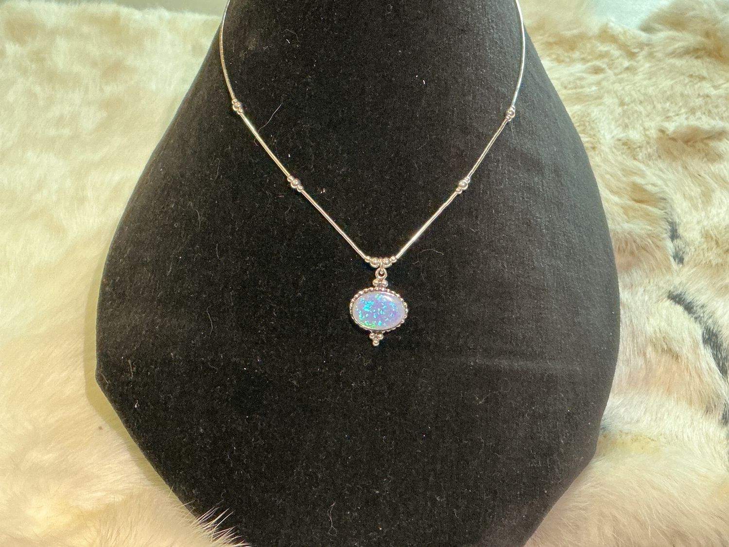 Opal necklace blue #2