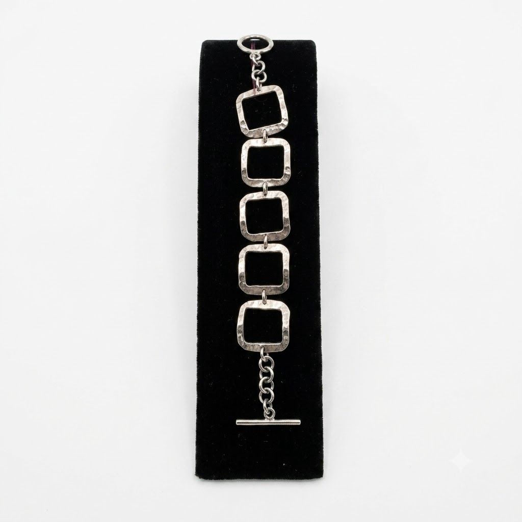 Sterling Silver 5 Square Link Bracelet