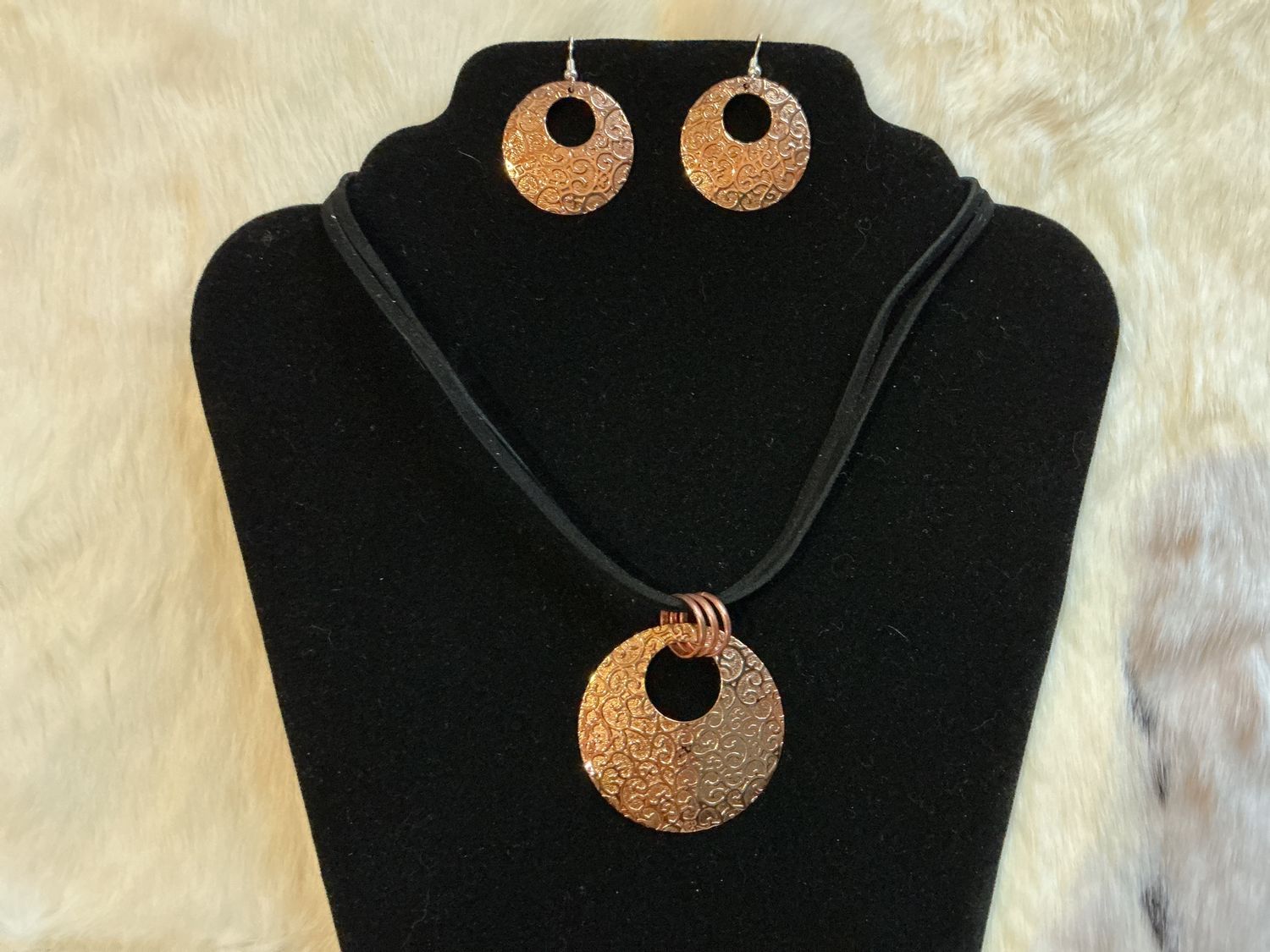 Copper Jewellery Set - Pendant Necklace with Matching Earrings