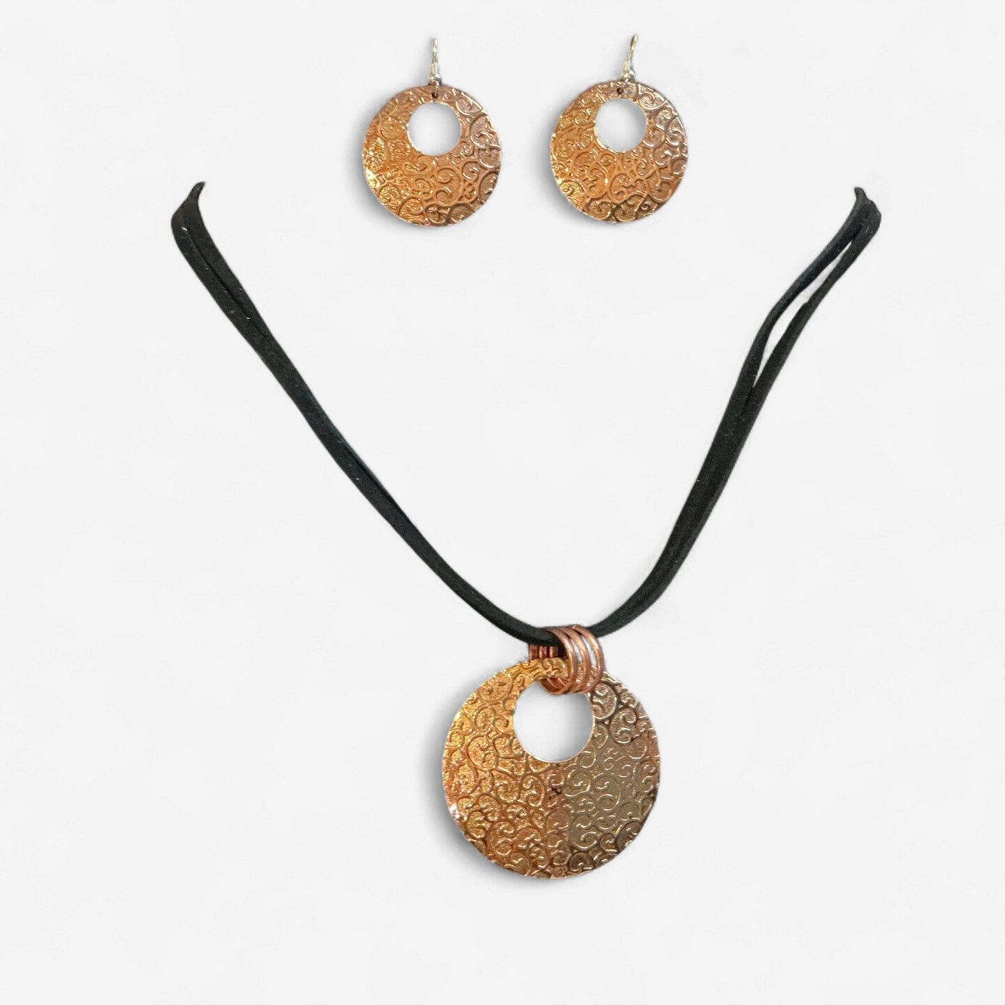Copper Jewellery Set - Pendant Necklace with Matching Earrings