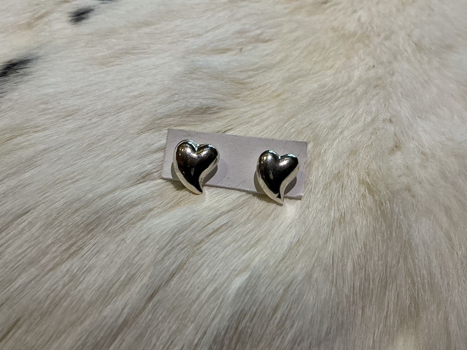 Small silver heart stud earrings