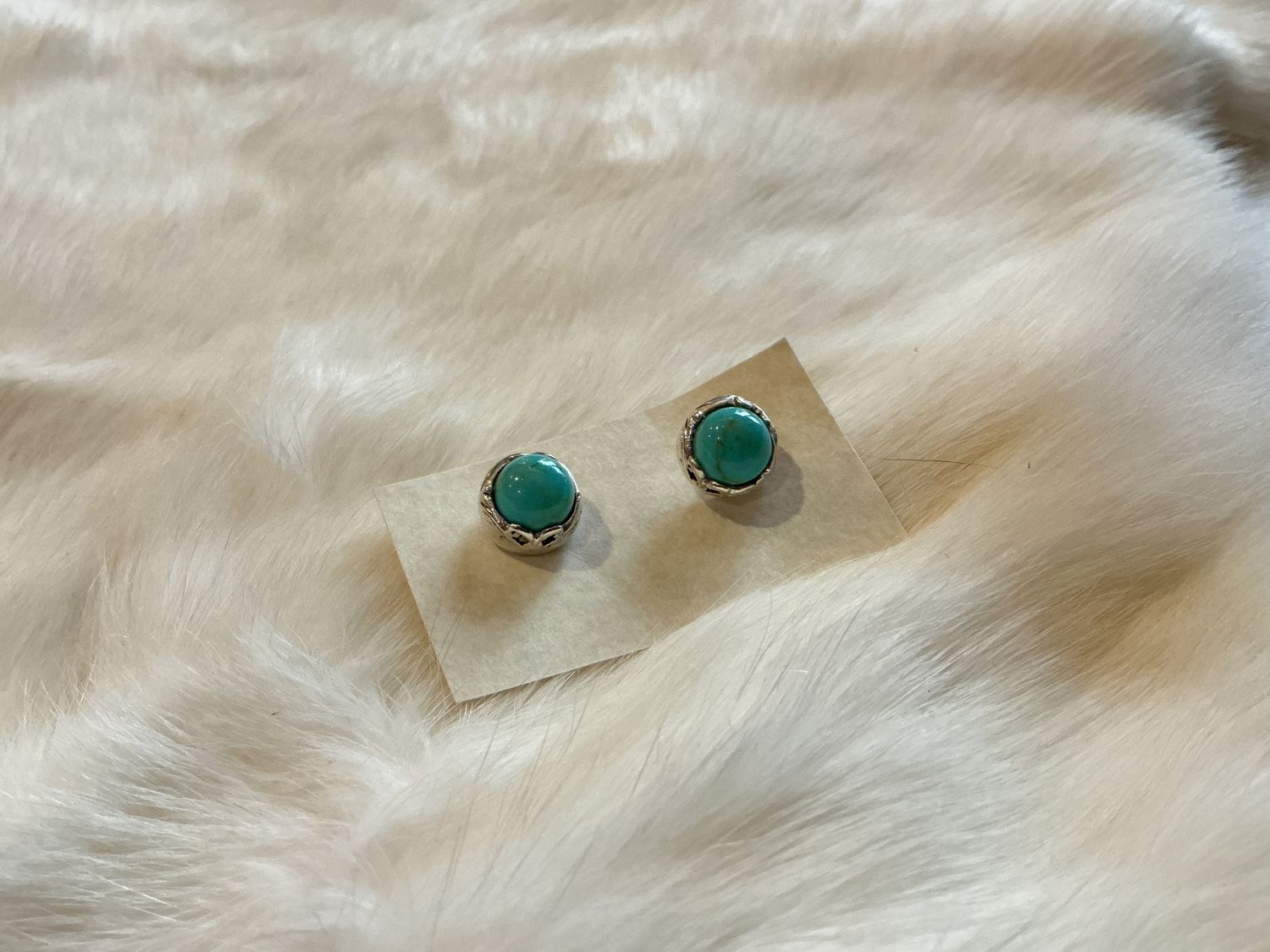 Sterling silver turquoise stone stud earrings