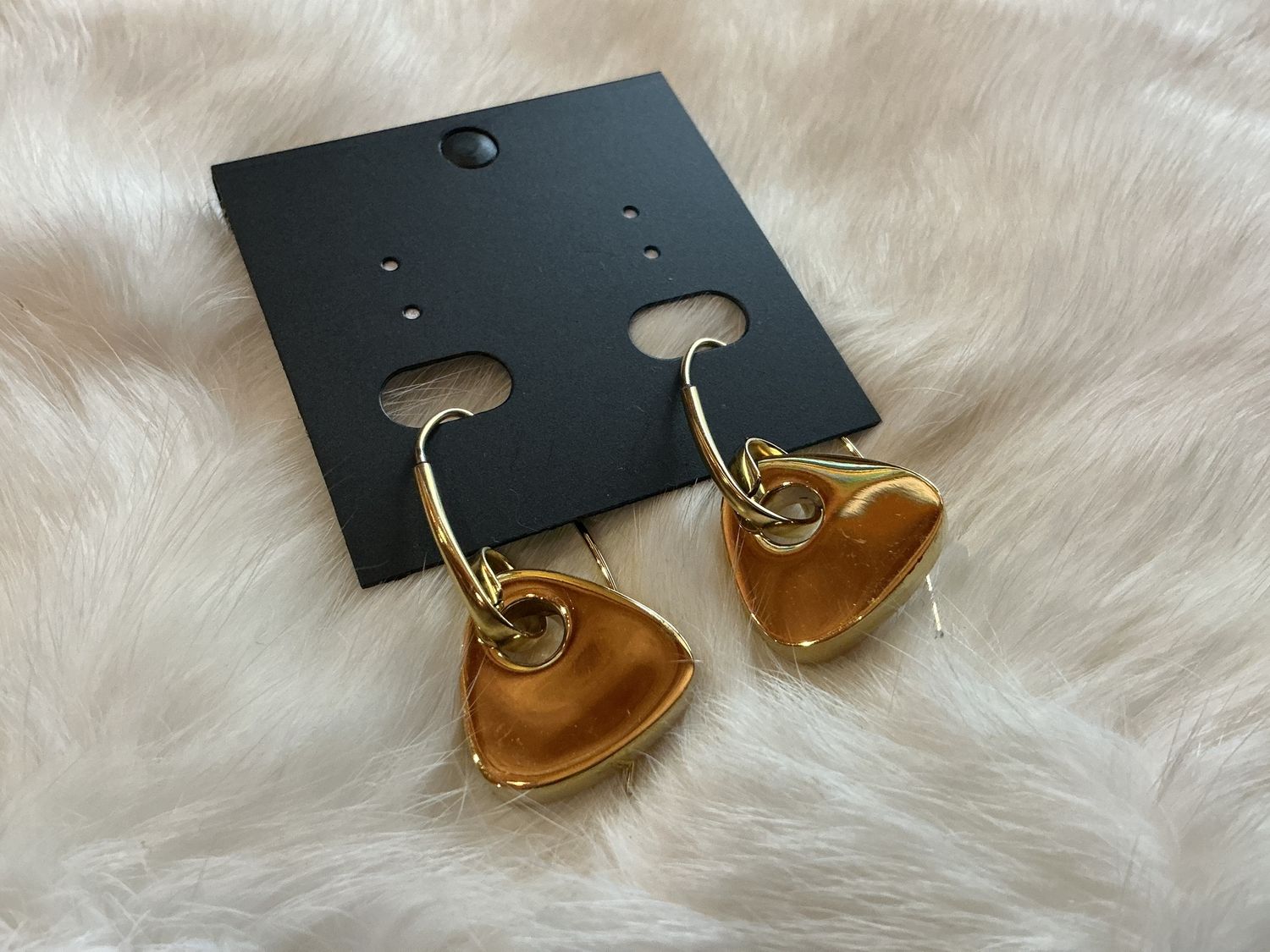 Copper Triangular Drop Earrings-3