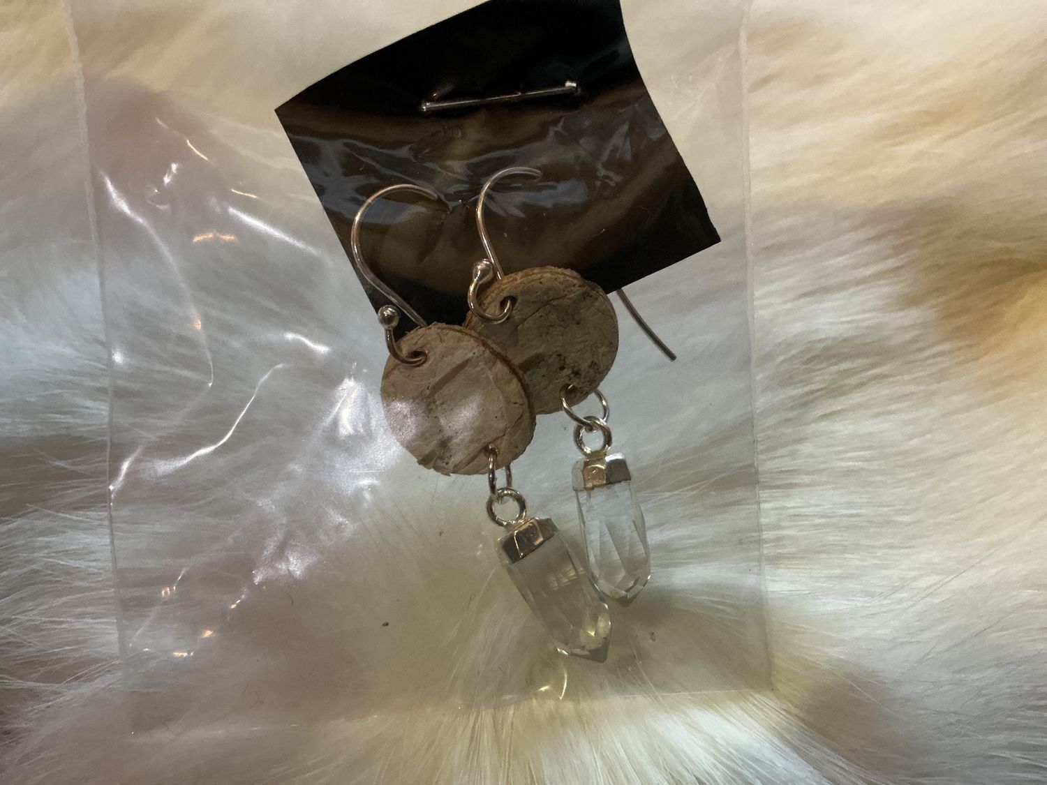 Steorra Birchbark Sterling Silver Earring  Clear Crystal