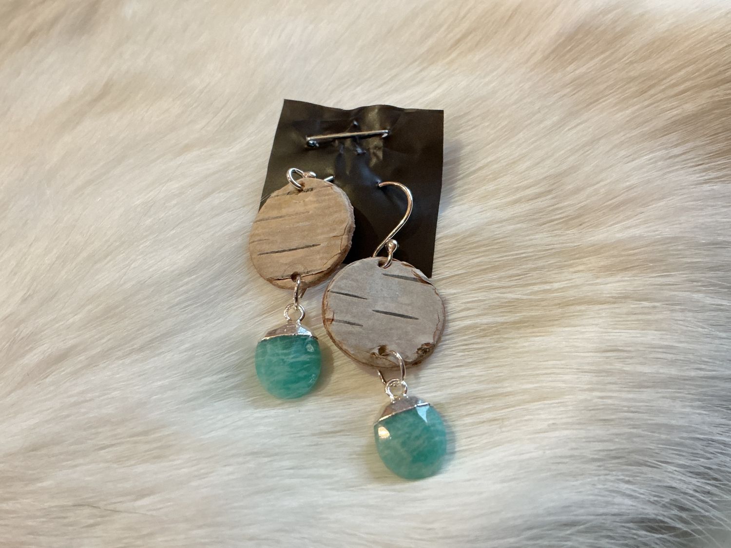 Steorra Sterling Silver Birch Bark Earring - Teal Stone