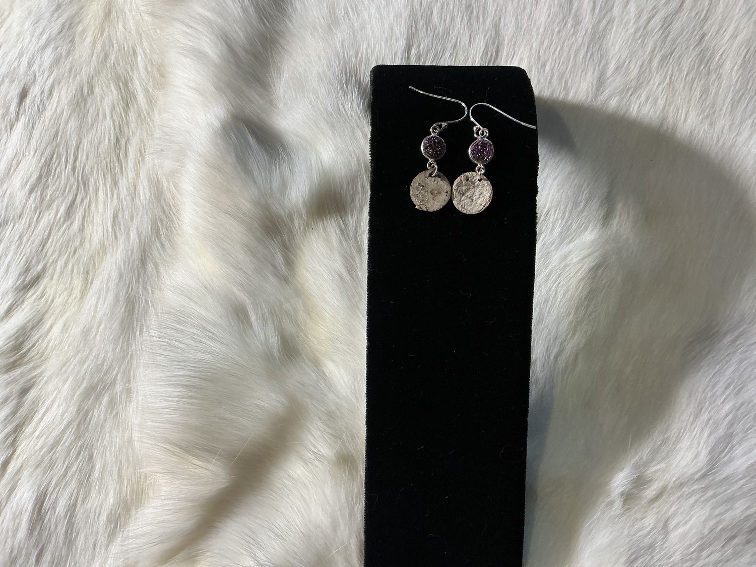 Sterling Silver Druzzy Violet Birchbark Earrings
