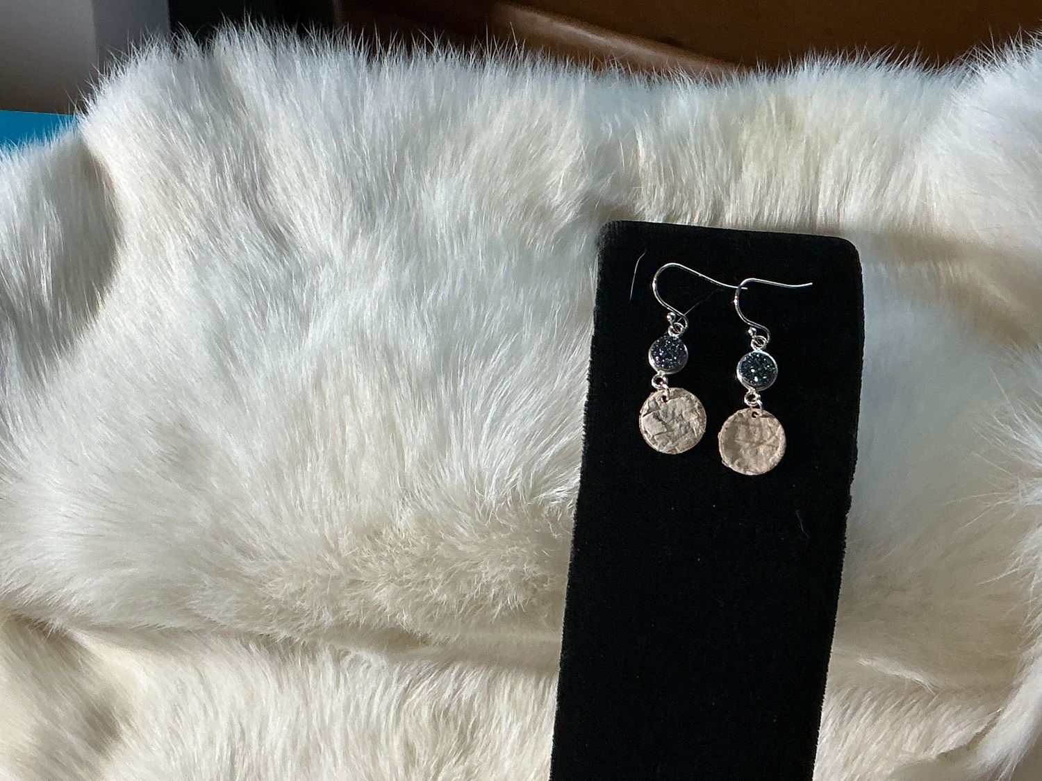 Steorra Sterling Silver Druzzy Black Earring