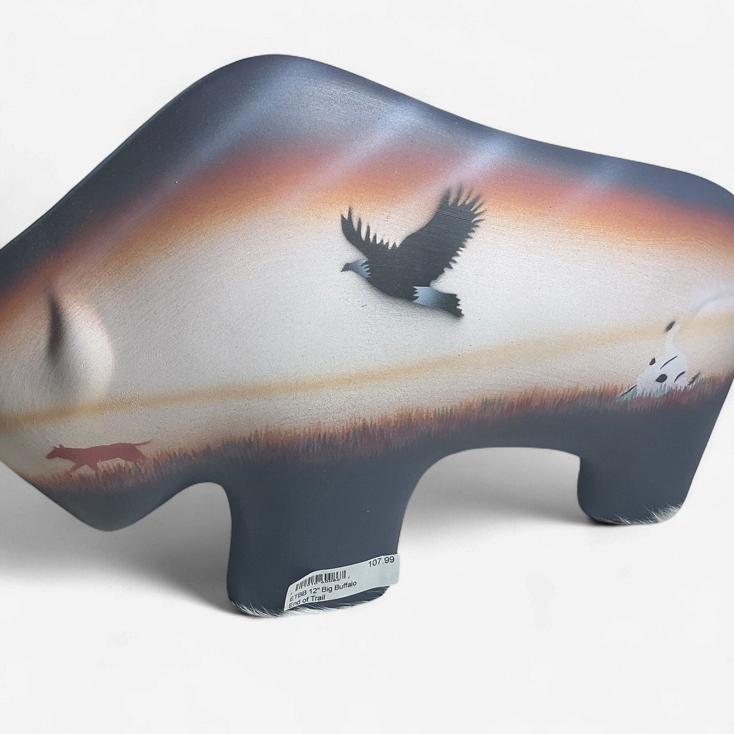Cedar Mesa Pottery 12” big buffalo “End of  Trail”