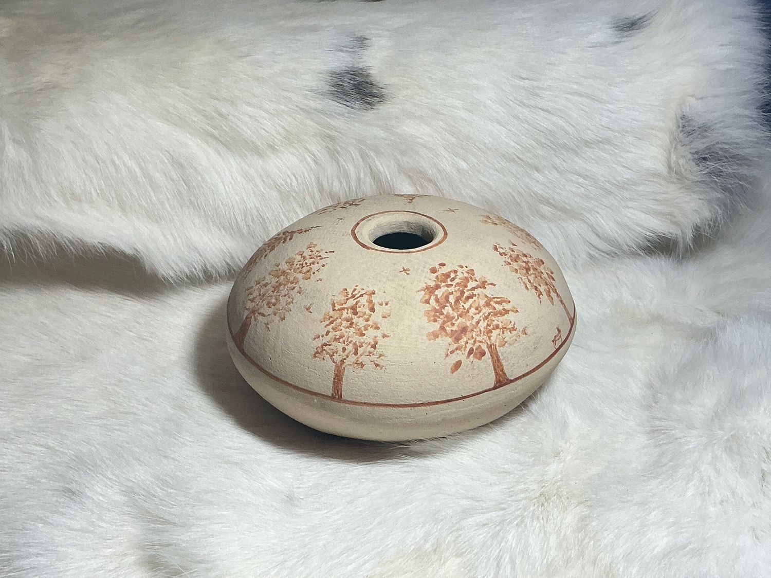 Handmade clamshell pottery - Manitoulin Island clay, Style: Tree design