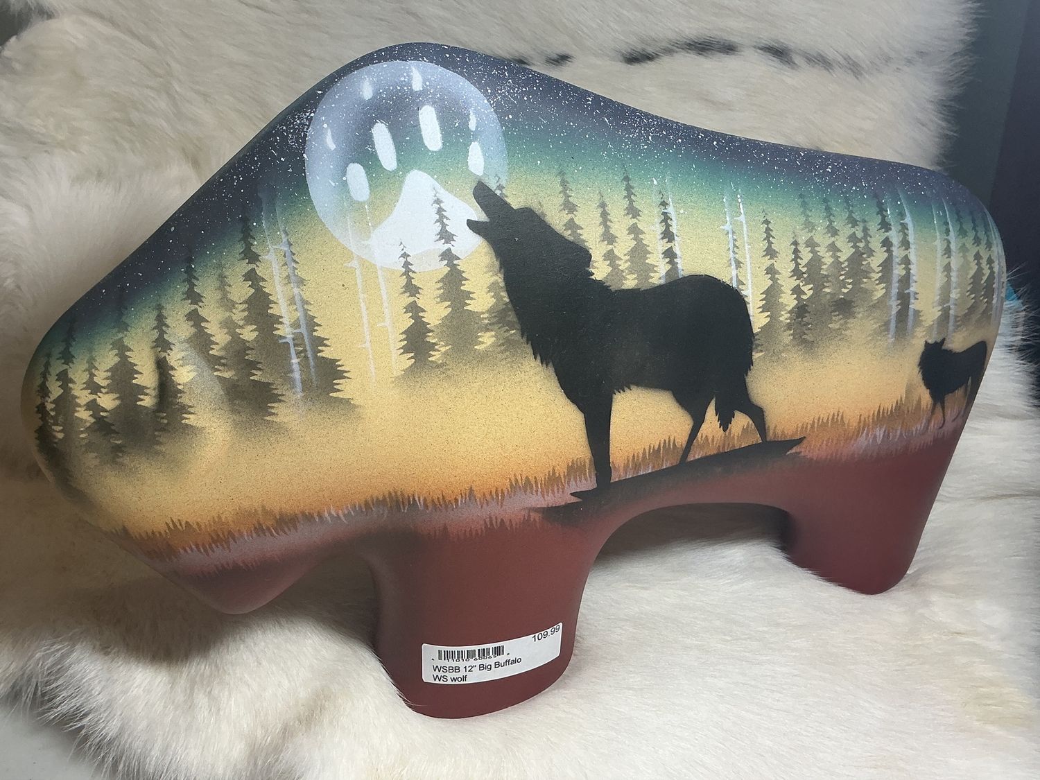 Cedar Mesa Pottery 12” big buffalo wolf