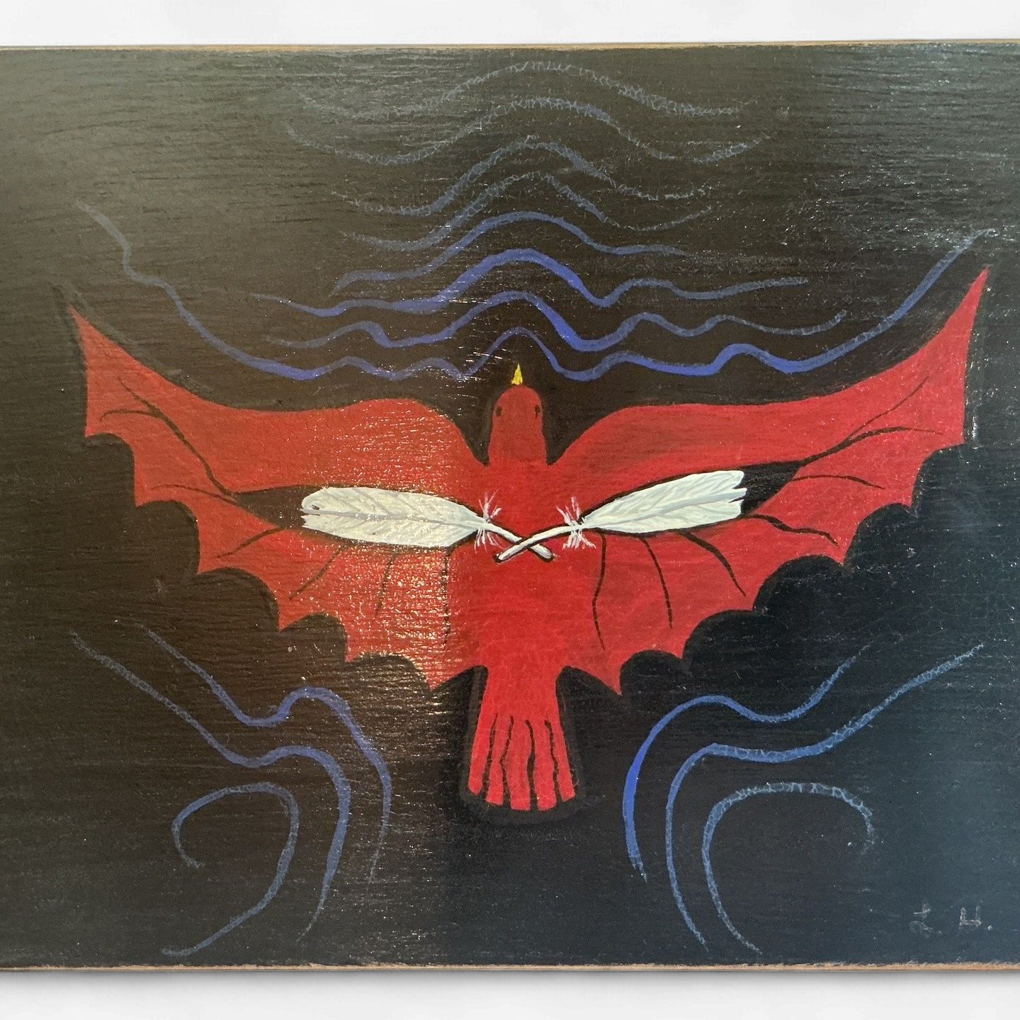 Linda Helin Large Black Box with Red Bird O/C
