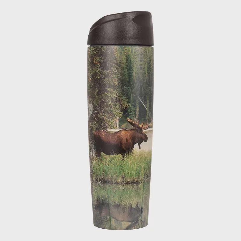 Green Trail Vacuum Flask, Size: 16oz, Style: Moose
