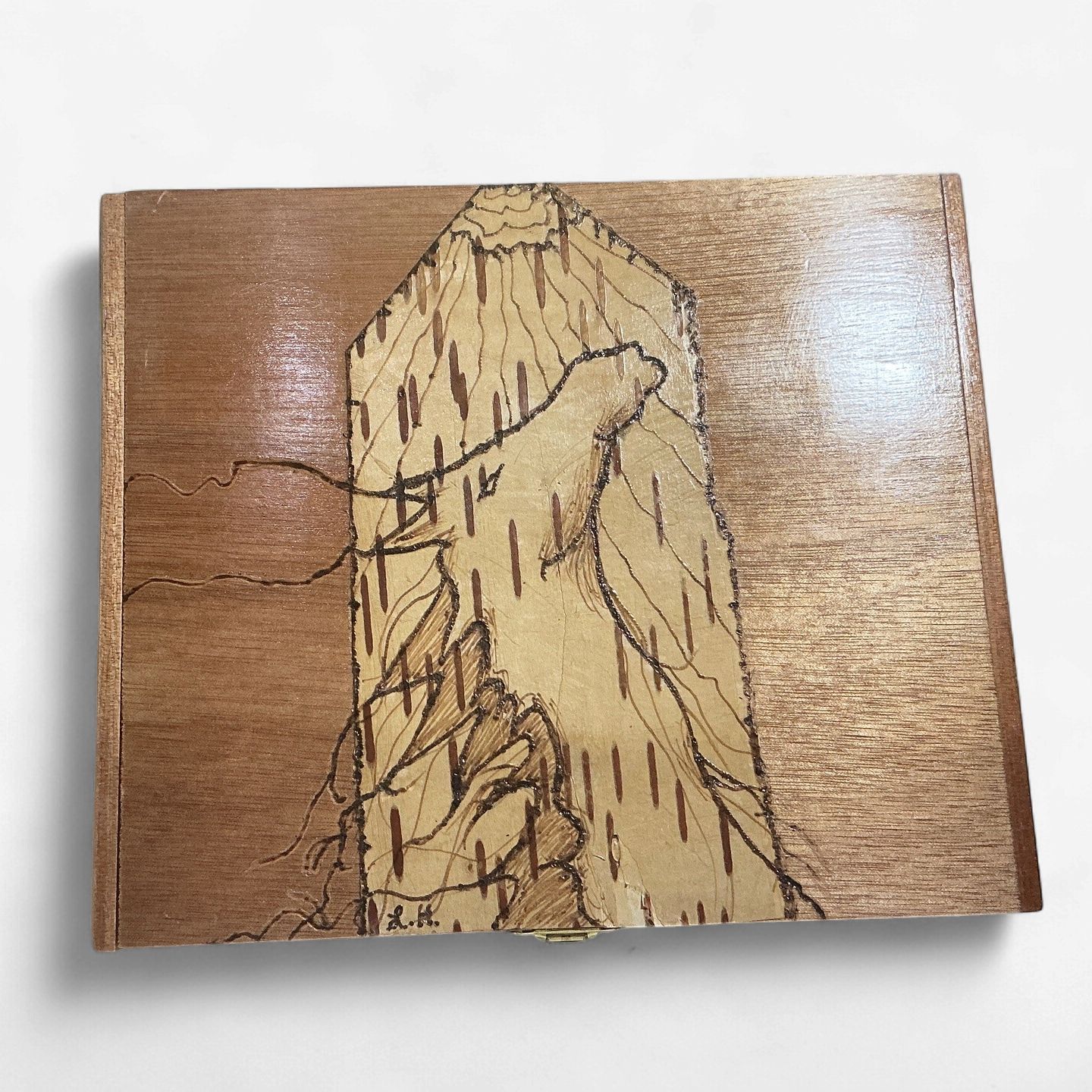 Linda Helin Wood Burnt Horse Box (Birch Bark) O/C