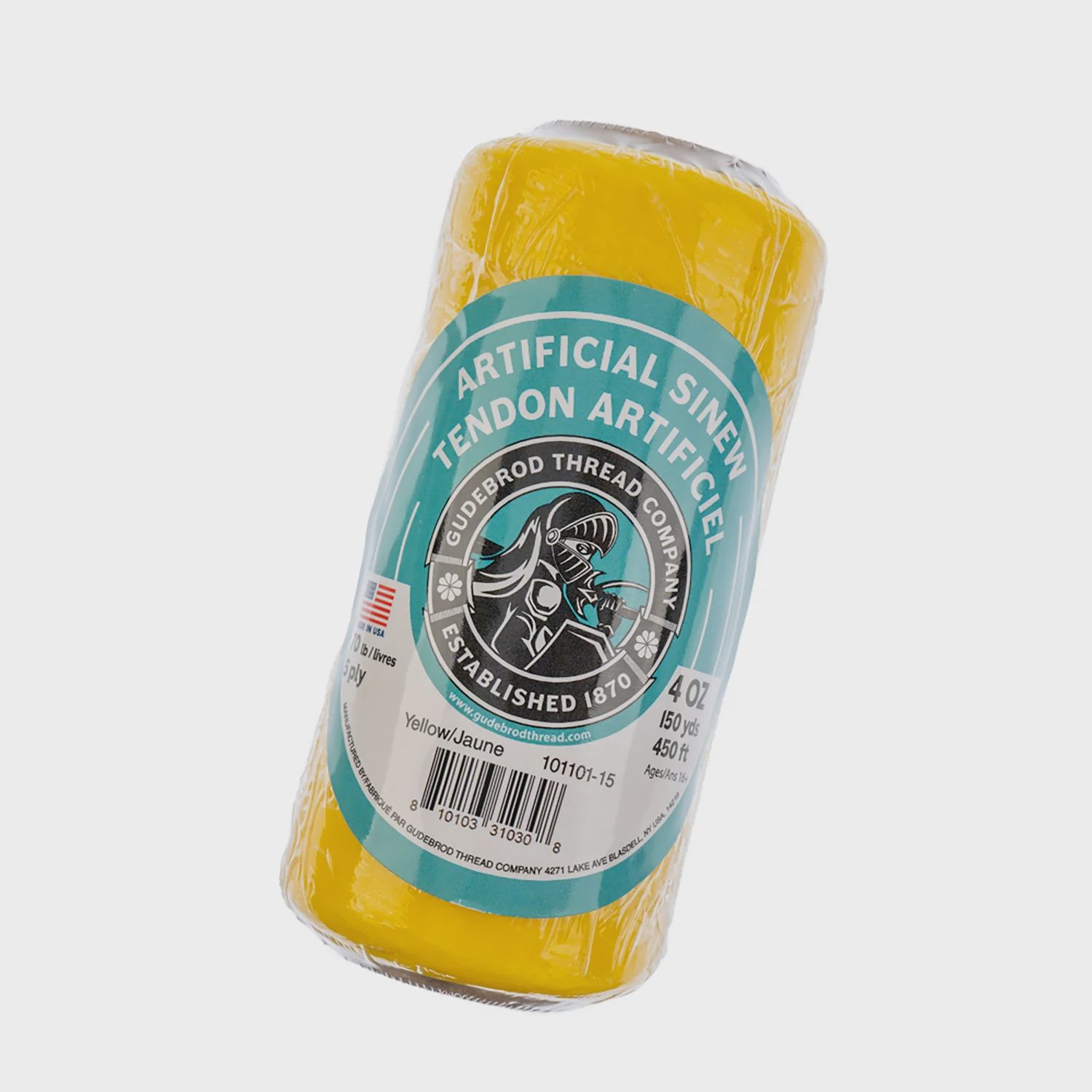 Artificial Sinew, Colour: Yellow, Size: 4oz/450ft