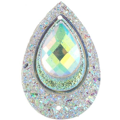 John Bead Fashion Components 10pc, Style: Peacock Stone Drop Crystal 30x40mm