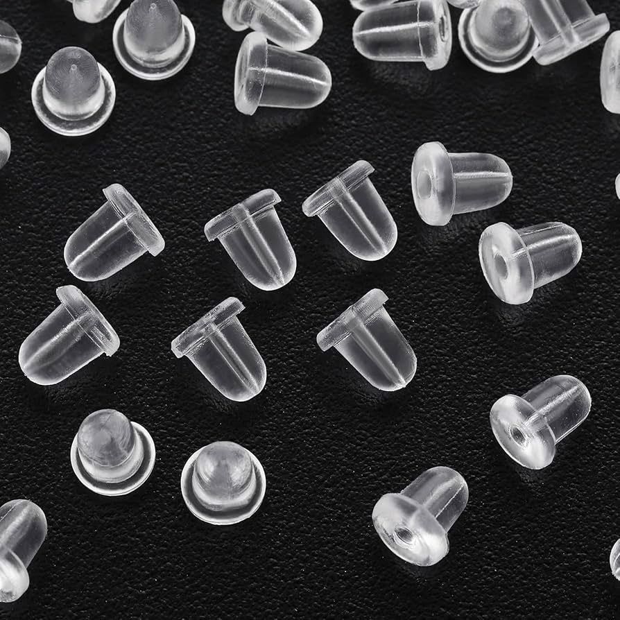 Assorted Earring Supplies 100pc, Product: Clear Rubber Earring Back