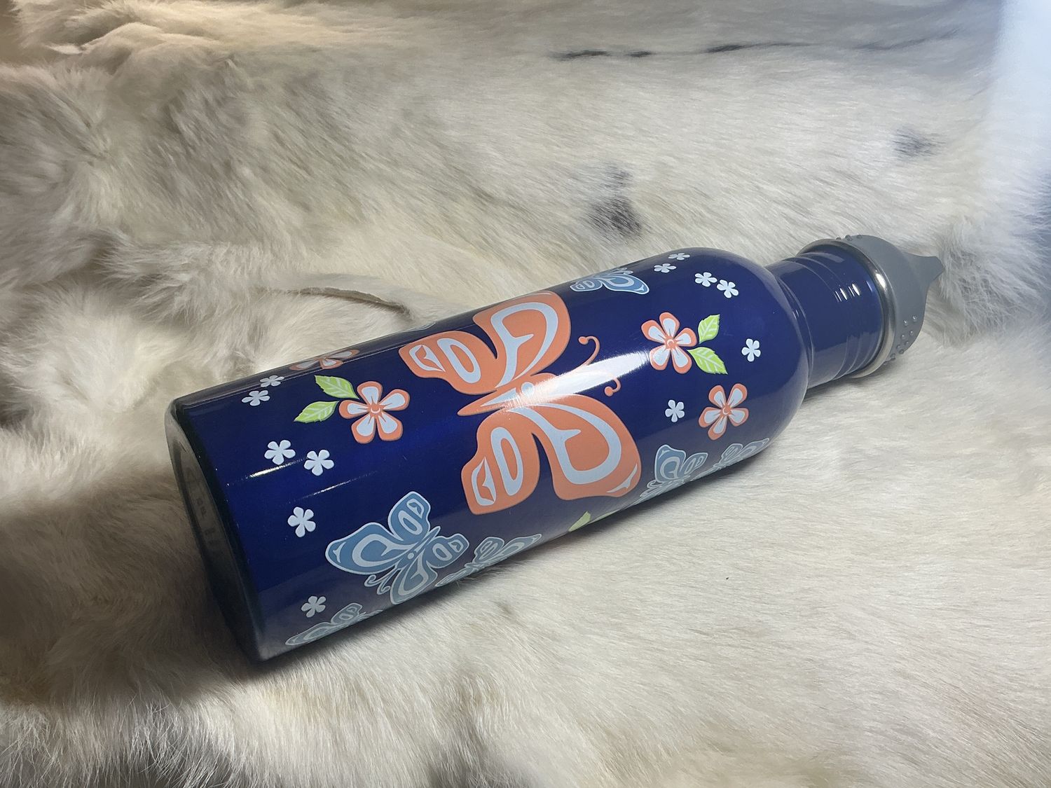 Native Preserve Stainless Steel Water Bottle - Butterfly and Wild Rose