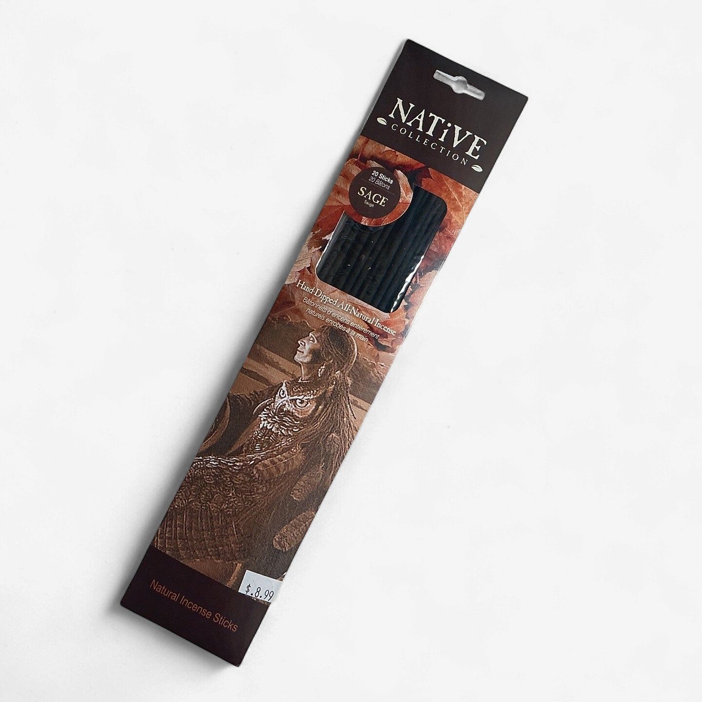 Native Collection Hand Dipped Natural Incense Sticks 20pc, Scent: Sage