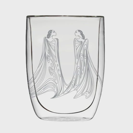 OSCARDO Artists Double-Wall Glass Mug 300ml, Design: Friends