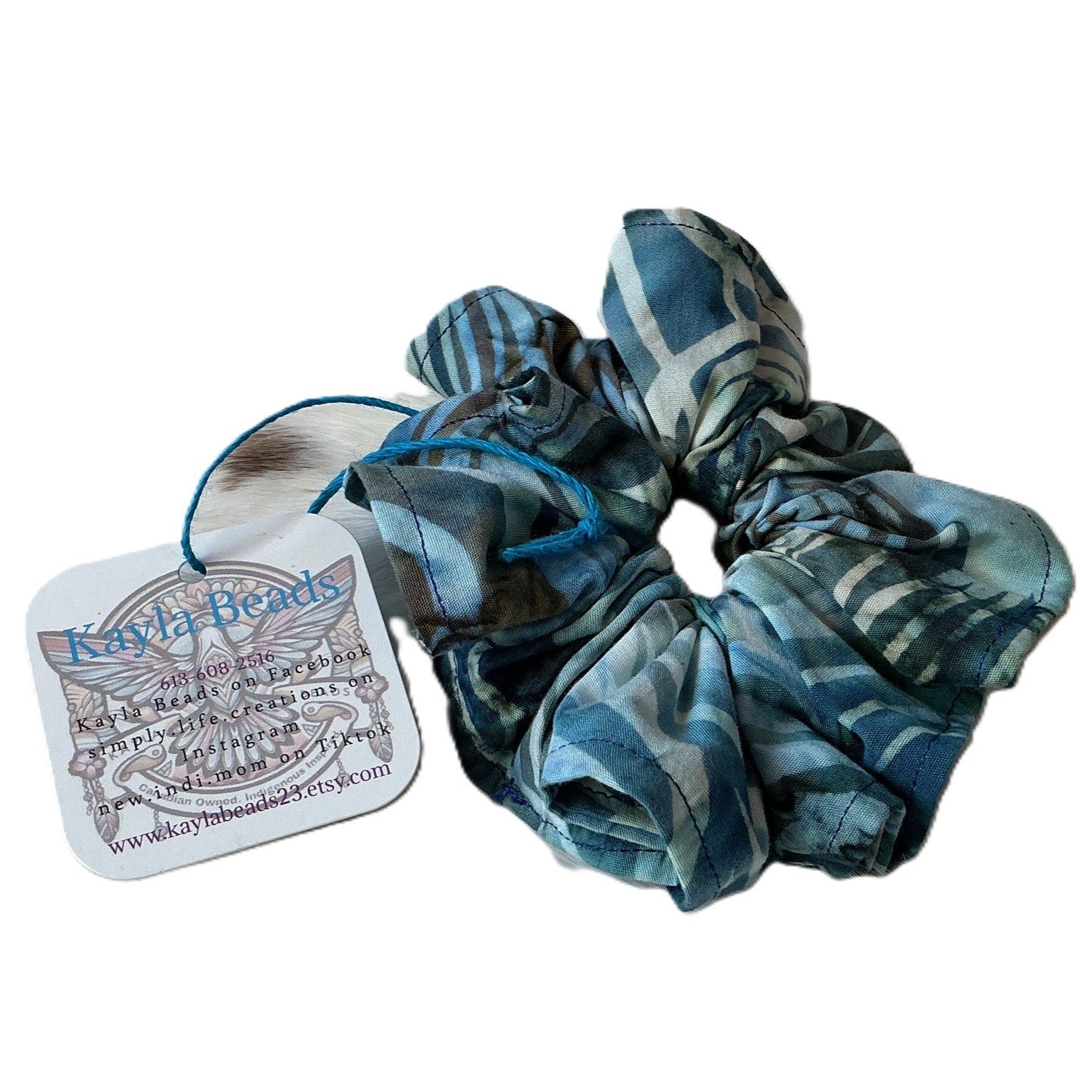 Scrunchies, Colorway: Teal &amp; White