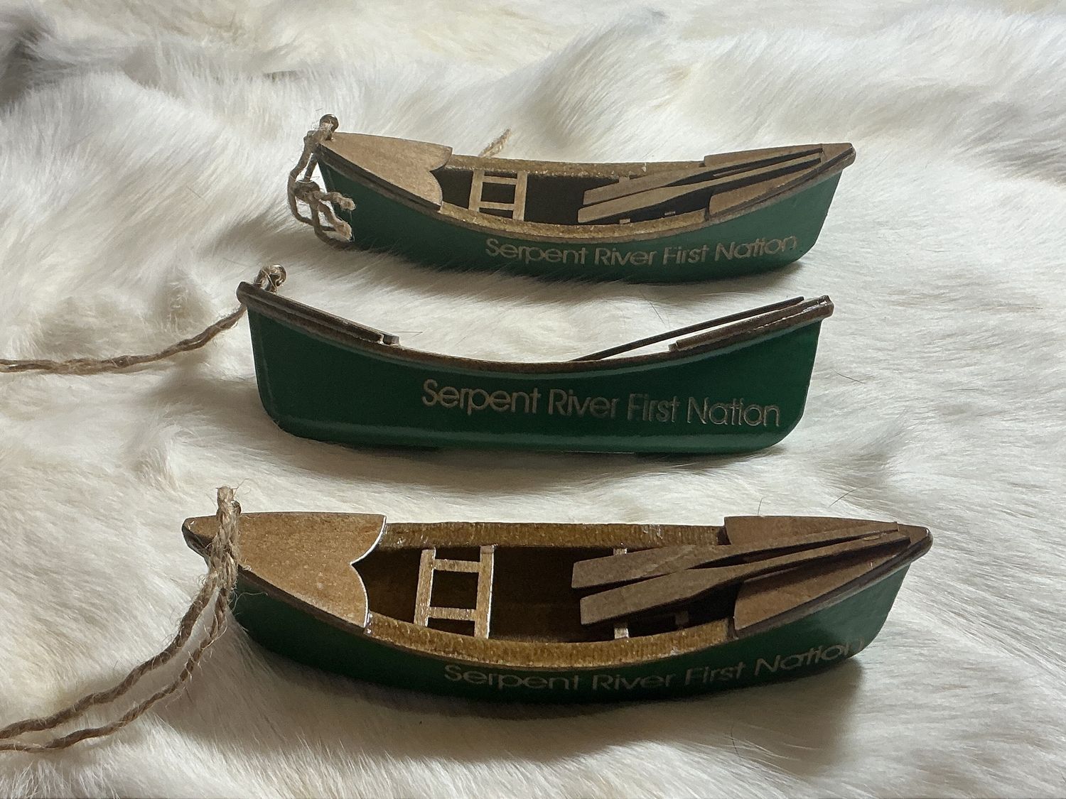 Engraved Wooden Canoe Ornament