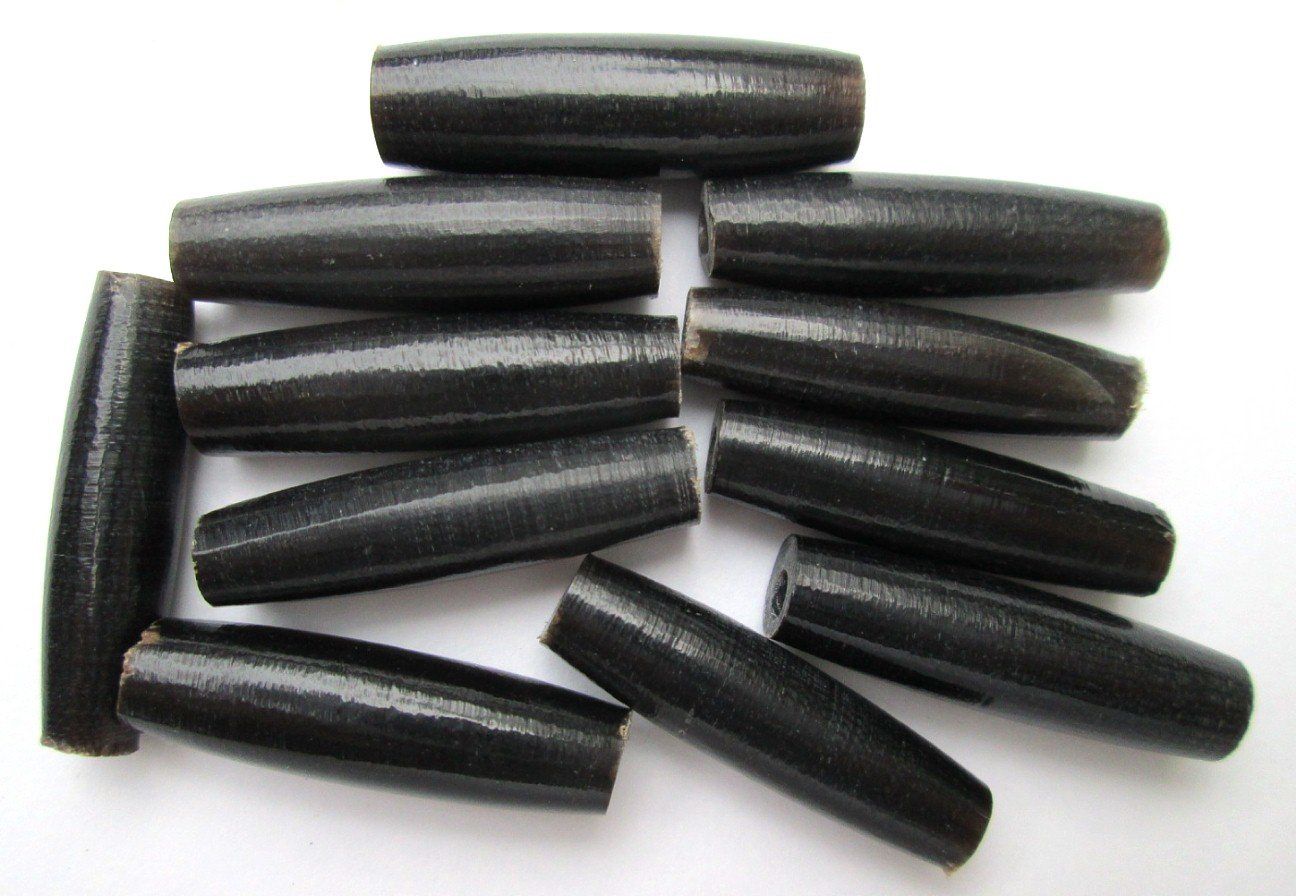 Assorted Hair Bone Pipe Beads Black