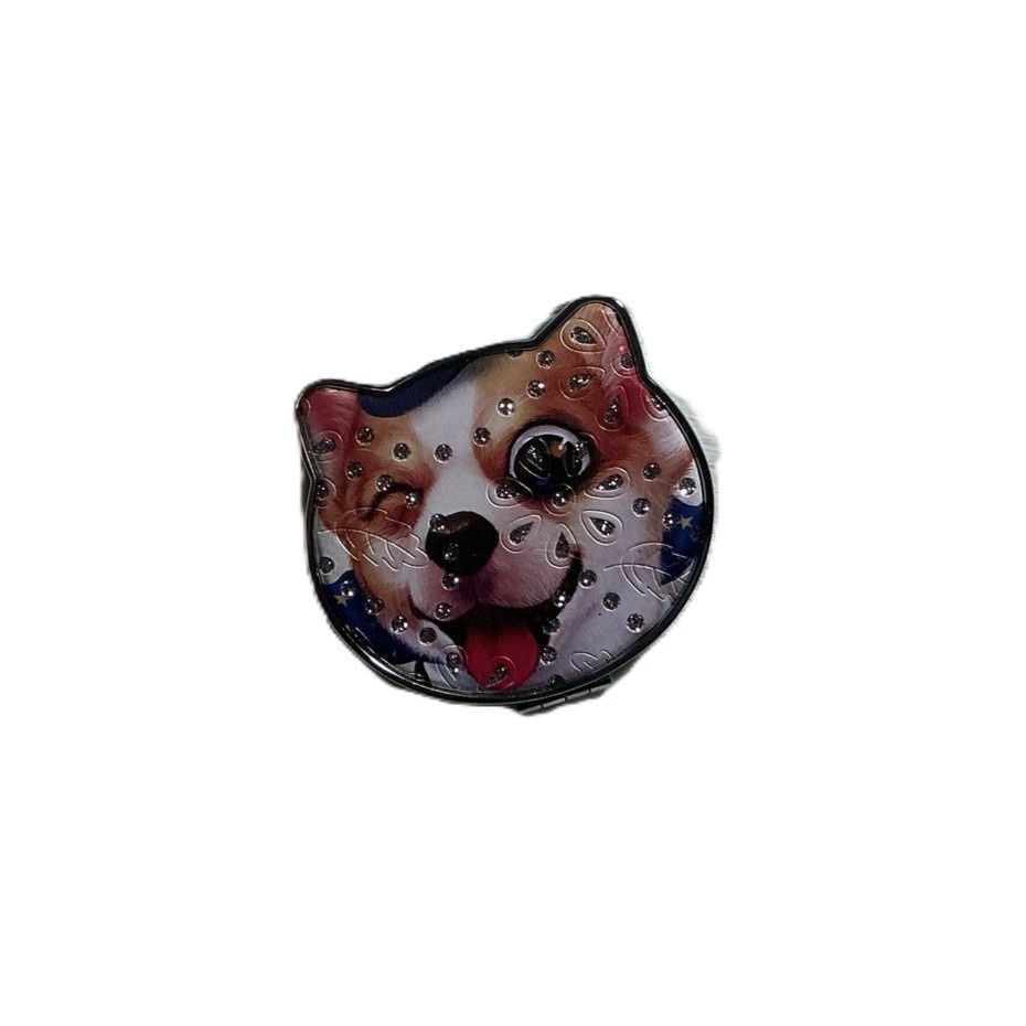 Compact Mirror Assorted Animal Head, Design: Winking Dog