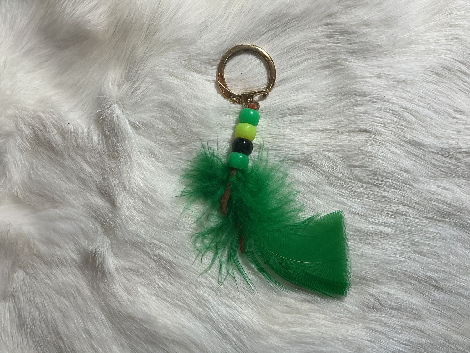 Keychain - Beads and Feathers
