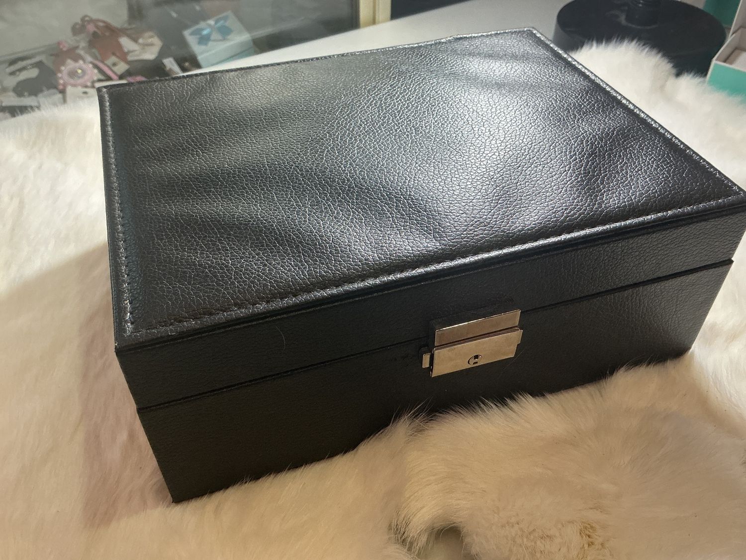 Leather Jewellery Storage Box - Black