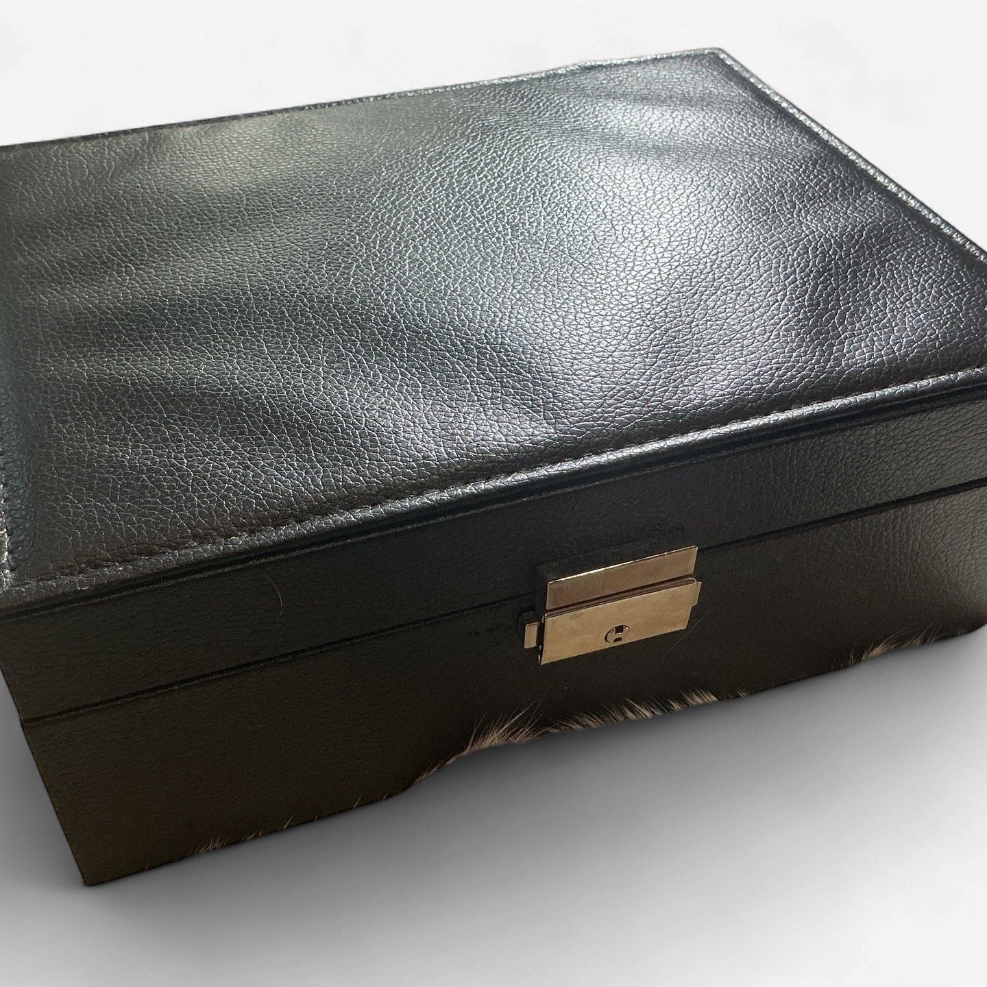 Leather Jewellery Storage Box - Black