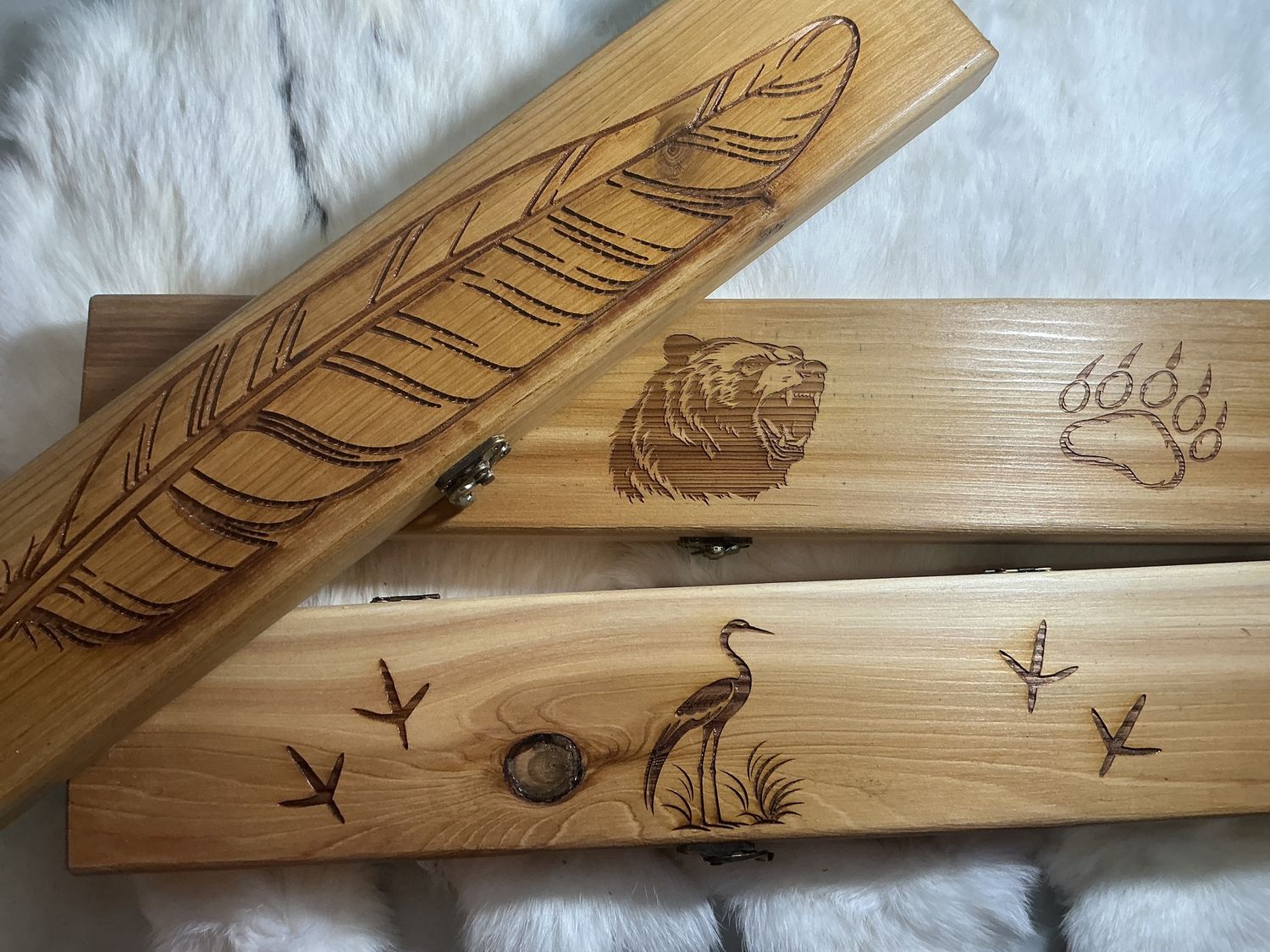 Engraved Long Wooden Boxes