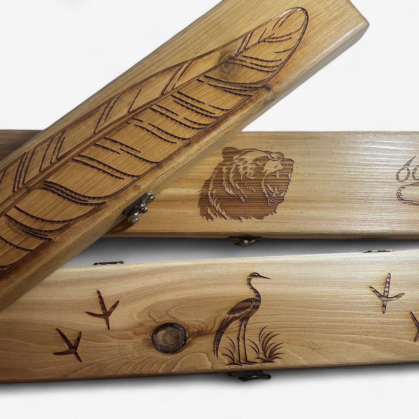 Engraved Long Wooden Boxes