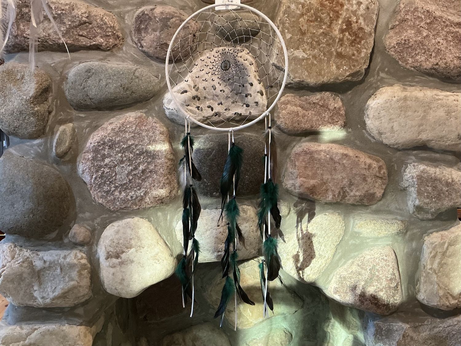 Dream Catcher- Green Feathers &amp; Gemstones