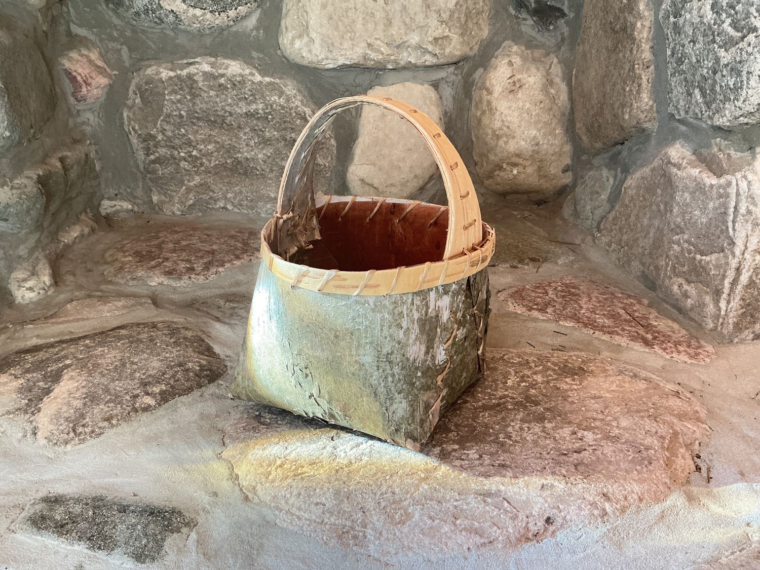 Birch Basket With Handle by Thomas Athanasiou